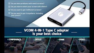 USB Type C to Dual HDMI 4K Adapter with USB2.0 +PD Docking 4 IN 1 @VCOM International Ltd CU450A