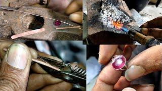 copper ring making Ruby stone handmade