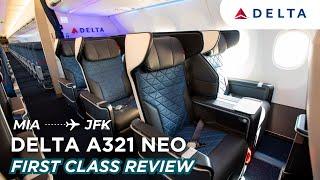 BEST DOMESTIC FIRST CLASS IN USA!? Delta A321 NEO Miami MIA - New York JFK Review [4K60]