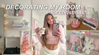 DECORATE WITH ME FOR CHRISTMAS ️ pinkmas room makeover