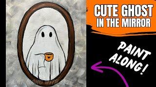 EP222 'Cute Ghost in the Mirror' easy acrylic painting tutorial Halloween spooky