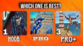 Which Rope Hero game is best Rope Hero vice town,mafia city wars,rope Hero 3? New Guns,missions etc.