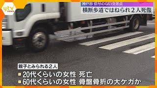 「女性2人をはねた」横断歩道で大型トラックにはねられ 1人死亡1人重傷、親子か　運転手の男を逮捕「ブレーキを踏んだが間に合わなかった」