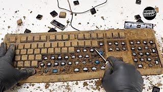 I cleaned the dirtiest keyboard with mud on it. Make it clean. asmr, Cleaning the Keyboard, 키보드 청소