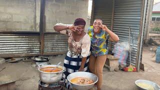 Cooking most demanded food in Ghana || Wrewre \ Melon seeds soup with Fufu  in Sunyani ||West Africa