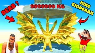 HYDRAULIC PRESS 99999 KG vs KING GHIDORAH SHINCHAN and CHOP in ANIMAL REVOLT BATTLE SIMULATOR