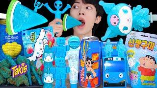 ASMR MUKBANG ICE CREAM BLUE FOOD TAKIS PARTY RECIPE DESSERTS HONEY JELLY CANDY EATING SOUNDS