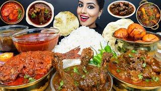 ASMR Eating Spicy Mutton Bhuna,Chicken Vindaloo Curry,Fish Curry,Rice Big Bites ASMR Eating Mukbang