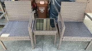 3 Pieces Patio Furniture Set, Front Porch Furniture, Rattan Wicker Furniture, Balcony Furniture Set