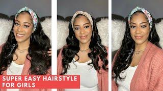 Super Easy Hairstyle for Girls Long Hair Body Wave Headband Wig @StephanieNicoleH