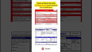 Types of Permits Hot Work Permit and Cold Work Permit details #shorts #pipefitterinterview #piping