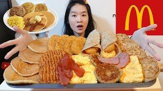 MEGA McDONALD'S BIG BREAKFAST!! Pancakes & Bacon, Chicken Sausage Ham | Mukbang w Asmr Eating Sounds
