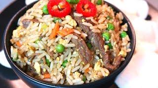 BEEF FRIED RICE Chinese Style ready in 5 MINUTES