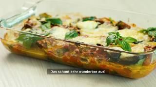 Kochshow - Italienischer Melanzani-Auflauf mit Mozzarella - Mit 100% natürlichen Zutaten