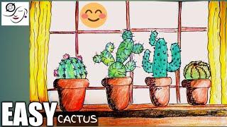 HOW TO DRAW CACTUS | EASY AND CUTE DRAWING TUTORIAL