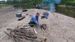River Fishing For MY DINNER!!! (Sandbar catch and cook)