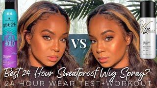 BEST SWEATPROOF WIG MELTING GLUE SPRAY? 24 HR WORKOUT & WEAR TEST! GOT2B VS WIG DEALER |ALWAYSAMEERA