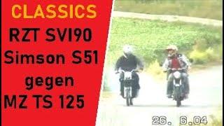 SIMSON S51 mit RZT SVI90 Membrsn 24mm Mikuni und AOA Rennen gegen eine MZ TS125 CO2radtechnik