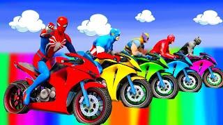 الأبطال الخارقين على القضبان دوامة قمع جسر ‍️ SPIDER MAN!on Motorcycle in Spiral Bridge Stunt R