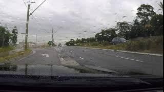 Idiot Driver - Dickhead black ute doing 90 in a 60 zone in the wet with a trailer