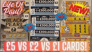 £30 of Scratch cards  £10 of £5 cards vs £10 of £2 cards vs £10 of £1 cards!