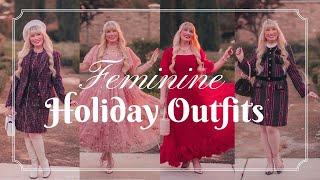 9 FEMININE HOLIDAY OUTFITS | Girly Christmas Outfit Haul (dressy) 2024