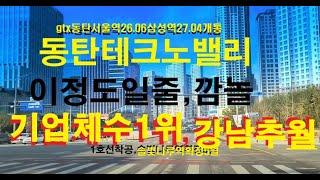 gtxa동탄삼성역서울역개통26.6월"동탄테크노밸리이정도일줄깜놀 판교잡고기업체수1위강남추월, 1호선솔빛나루역확정5월,동탄역1km연50만평,삼성신도시,동탄지식산업센터오산아파트형공장