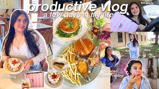 PRODUCTIVE VLOG  market days, thrifting, cafe hopping & updated makeup routine!