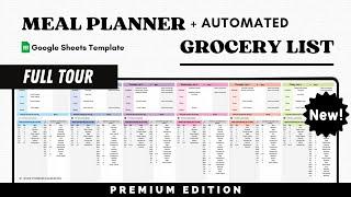 Meal Planner and Automated Grocery List - Google Sheets Template - Plan your Meals for the Month