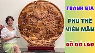 Tranh Phu Thê Viên Mãn gỗ Gõ Lào điêu khắc thủ công mỹ nghệ đem lại vượng khí cho gia chủ