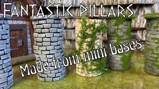 How to make Detailed pillars for your D&D or tabletop game using leftover cheap miniature bases