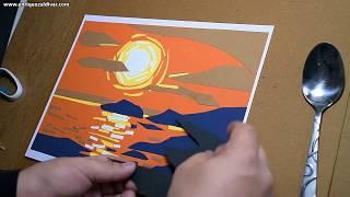 Collage: Tropical sunset landscape | Art with paper | Art techniques | Enrique Zaldivar