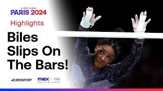 Team USA's Simone Biles STRUGGLES on the bars after uncharacteristic mistake 🫨 #Paris2024
