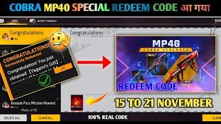 FREE FIRE REDEEM CODE TODAY | FF REDEEM CODE TODAY | REDEEM CODE TODAY | COBRA MP40 REDEEMCODE TODAY