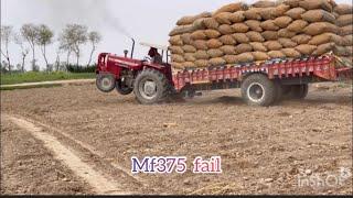 Mf 375 arain farm tractor fail tralla and stuck in mud