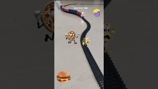 Pizza is following the Cheese Cube and the train is approaching fast | Pizza turns to sliced pizza