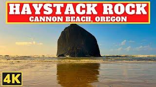 HAYSTACK ROCK - Cannon Beach, Oregon | 4k Walking Tour 