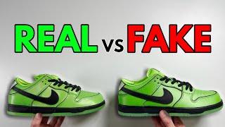 REAL VS FAKE! NIKE SB DUNK POWERPUFF GIRLS BUTTERCUP SNEAKER COMPARISON!