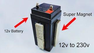 I convert 12v battery to 230v power station use super magnet