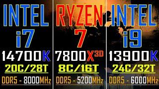 i7 14700K (DDR5 - 8000MHz) vs R7 7800X3D (DDR5 - 5200MHz) vs i9 13900K (DDR5 - 6000MHz) - in 4K ||