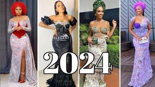 Asoebi Style 2024: Most Latest Lace, Velvet & Ankara Styles For Owanbe | Nigerian Lace Styles 2024