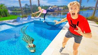 WHAT IS HIDING IN HER POOL?! (Safe House Security Breach)