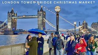 London Tower Bridge Christmas Market Tour from Borough Market | London Winter Walk 2024 [4K HDR]