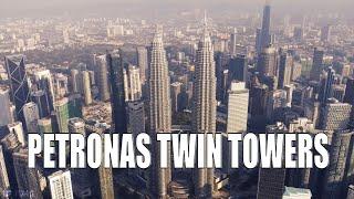 Petronas Twin Towers, Kuala Lumpur | KLCC | World's Tallest Twin Towers | Drone view (4K)