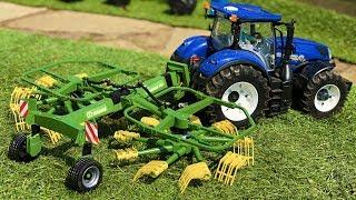 BRUDER RC tractor working on the field with RC hay rakes! Action RC video