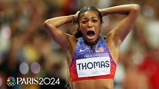 Gabby Thomas gets her long-awaited gold medal in women’s 200m | Paris Olympics | NBC Sports