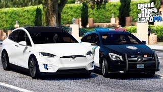 ПОЛИЦЕЙСКИЕ БУДНИ В GTA 5 - ПОГОНЯ ЗА УГНАННОЙ TESLA MODEL X! ПРЕСТУПНИК ПОПАЛ В АВАРИЮ! ВОТЕР