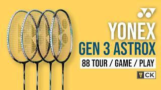 Yonex Astrox 88S & 88D Tour, Game, Play (Gen 3) racket review & comparison: Too many models?