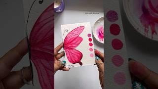 Pink butterfly painting with watercolour #artshorts #butterflywings #painting