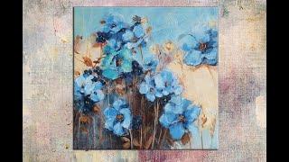 Blue Flowers Abstract Art/Tutorial/MariArtHome